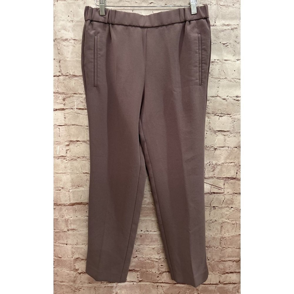 Aritzia Wilfred Darontal Pull On Pant Taupe Crepe Size 8 Pockets Elastic Waist
